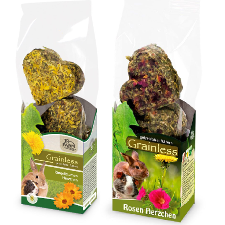 JR Grainless mini corazones heno de sabores