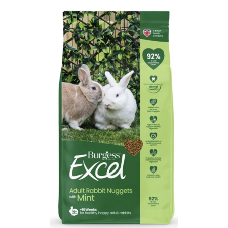 Burgess Excel para conejos adultos con menta