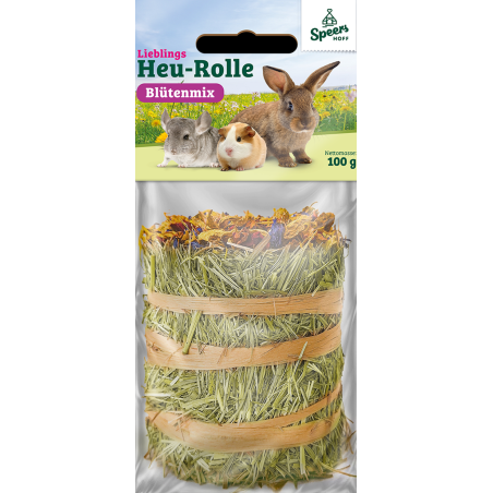 Rollo de heno con flores